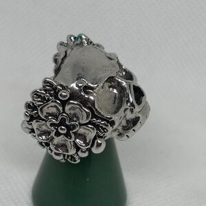 Bold Floral Skull Ring